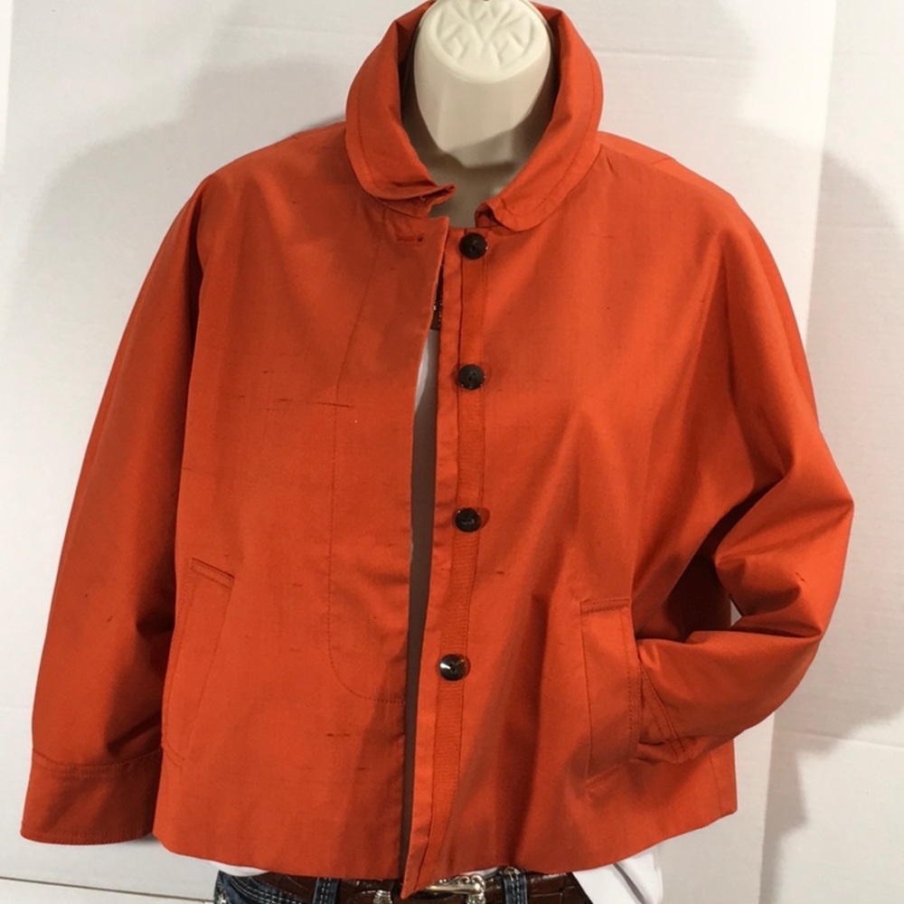 Carlisle rust color crop silk jacket